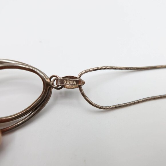 Sterling Silver 925 Double Oval Loop Pendant Chaint Necklace 16" - Picture 7 of 10